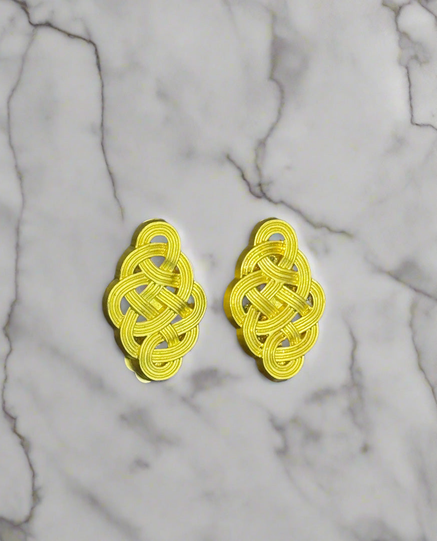 Handmade Earrings – Gold Woven-Look Clip-Ons