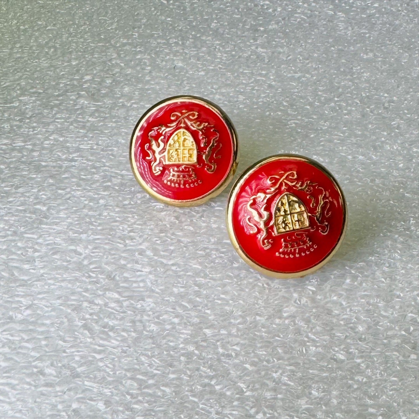 Handmade earrings-Red buttons