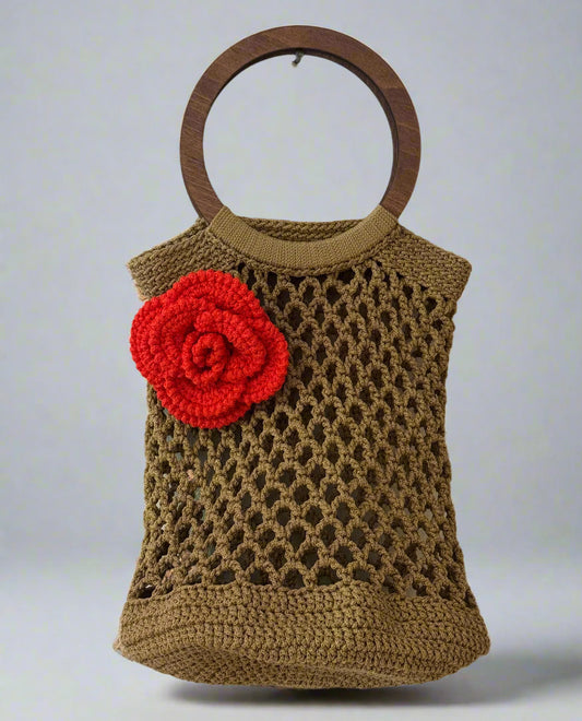 Handmade Shopping Net Bag with flower