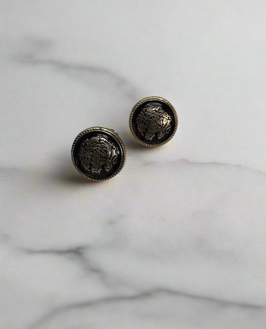 Handmade Earrings – Black Round “Knights of Rhodes”
