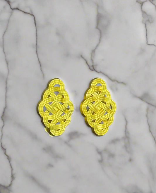 Handmade Earrings – Gold Woven-Look Clip-Ons