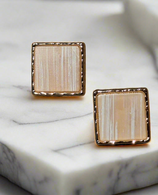 Handmade Earrings – Marble Beige & White