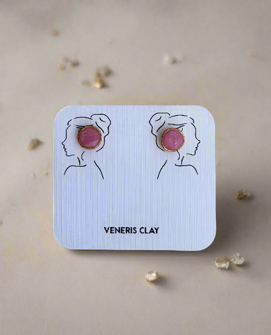 Handmade Polymer Clay Earrings – Round Studs