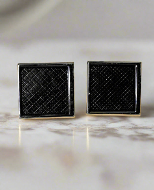 Handmade square statement earrings from upcycled vintage metal buttons